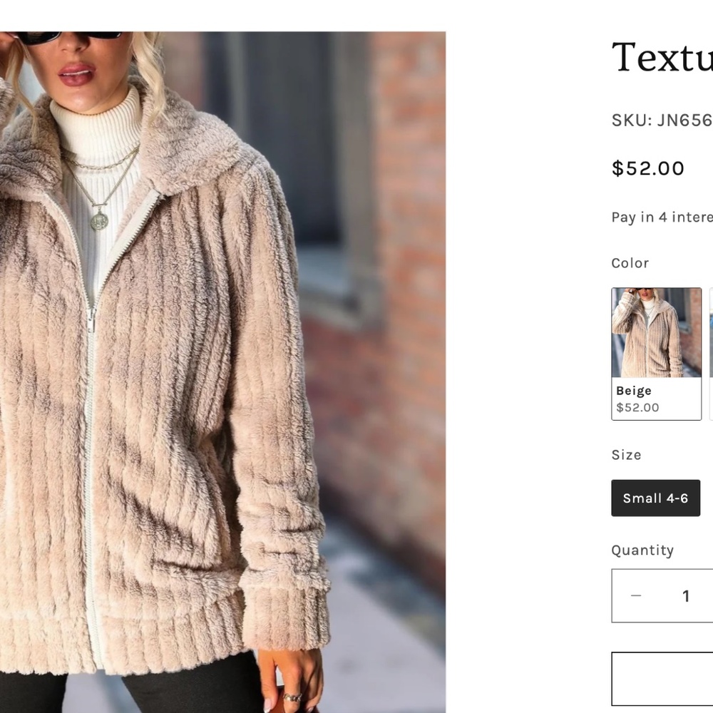 NWT Women's Zip Up Faux Fur Jacket